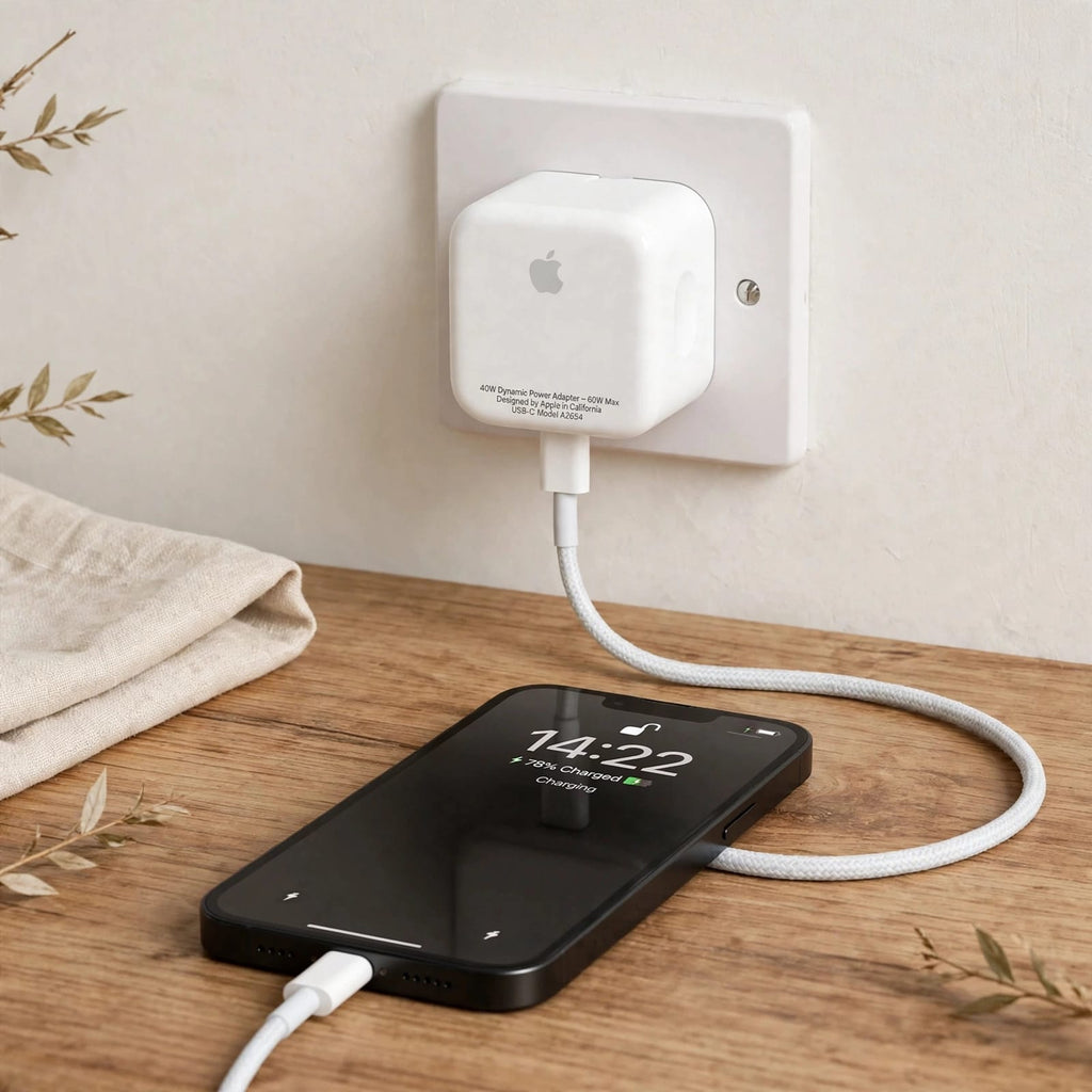 Apple 40W Dynamic Power Adapter with 60W Max + USB-C to Lightning Cable 1m